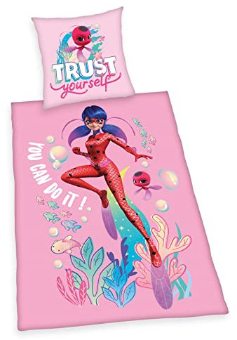 Herding Bettwäsche-Set Miraculous, Kopfkissenbezug 80 x 80 cm, Bettbezug 135 x 200 cm, Mit Knopfleiste, Baumwolle