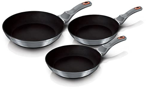 Berlinger Haus Moonlight 3er Set Pfannen Induktion 20-24 - 28 cm, geschmiedetes Aluminium, Antihaftbeschichtung, Titan ohne PFOA, modernes Design, geeignet für alle Küchen, Glaskeramik, Gas