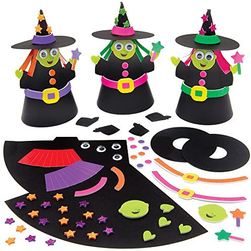 Baker Ross FX175 Hexen Moosgummi Bastelset-4er Pack, Bastelset für Kinder, Schaumstoff Halloween Dekorationen, Mittel