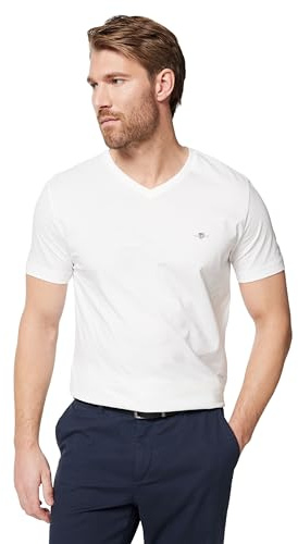 Gant Herren Slim Shield V-Neck T-Shirt T-Shirt MIT V-Ausschnitt SCHMALE Passform (1er Pack)