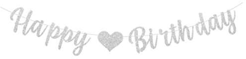 Happy Birthday Banner Silber