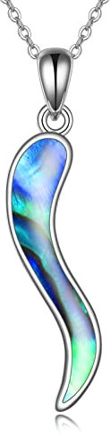 YAFEINI Italienische Horn-Halskette Sterlingsilber Abalone-Muschel Italienisches Horn Cornicello Anhänger Halskette Glücksschutz Amulett Schmuck für Frauen Mädchen, Sterling Silber, nicht bekannt