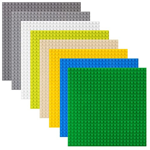 shineFinder 8 baseplate Set Building board Compatible with Lego, 7.5x7.5, Base Plates with 24 x 24 studs, Construction Toy for Children (8 Pieces)