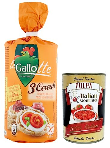 Italian Gourmet Le Gallotte gallette di riso 3 Cereali 1 x 100g | Con mais e grano saraceno, leggere e croccanti; braune Reiswaffeln für, Gesamtnettogewicht 100 g + Kostenlos Polpa 400g