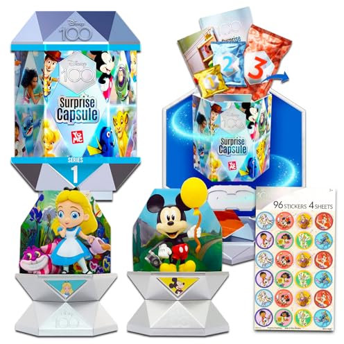 Disney Mystery-Figur für Kinder – Bündel mit Disney 100 Überraschungskapseln mit Figur und Zubehör plus Aufklebern | Disney 100 Sammlerstücke für Kinder, Erwachsene