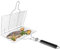 Cesta para parrilla, cesta de parrilla con cepillo de limpieza de parrilla, cesta plegable de acero inoxidable, para pescado, camarones, verduras (1 cesta de parrilla de pescado + 1 cepillo)