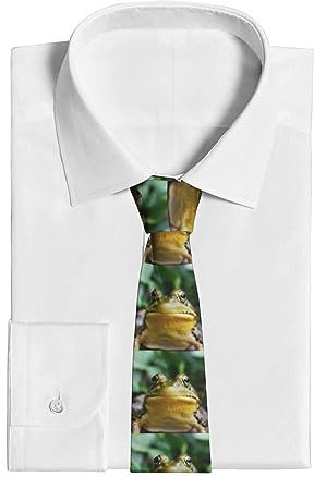 OrcoW Frosch schaut in die Kamera Druck Krawatte Klassische Herren Krawatte Seide Krawatten Mode Krawatte Für Männer Business Hochzeit Formale Krawatten, Schwarz , One size