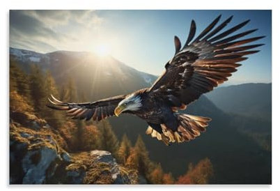 FOCCAR Coole Adler Leinwand Wanddekoration Schöne Feder Morgenlicht Natürliche Tier Poster Wandkunst für Wohnzimmer Schlafzimmer Kunstwerk