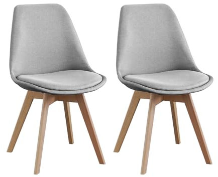 SHIITO | Modelo Otto - Pack de 2 Sillas de Comedor de Estilo Nórdico | Tapizadas con Tela | 41.5 x 43 x 83 - Color Gris | Diseño Sencillo y Elegante | con Patas de Haya