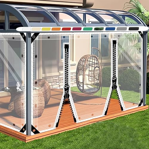 SDLLG Planen mit Ösen Transparente 600g/㎡ PVC Wasserdicht H2.5mxL4.8m
