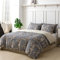 Tokokimo Housse de Couette 220x240 avec 2 Taies d'oreiller 65x65 cm - Motif de Fleurs Dorées - Parure de lit 220x240 Adulte - 100% Microfibre Parure Couette avec Fermetures éclair, Brun Grisâtre