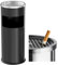 Curvaso Dustbin Large Rubbish Waste Bin Bucket with Removal Lid Outdoor Free Standing Stainless Steel Metal Indoor for Home Garden Office Restaurant Pub Black Round
