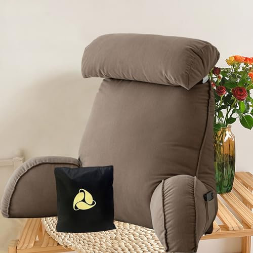 Ergonomisches Bett Kissen Rückenkissen | Lesekissen für Bett und Sofa | Extragroßes Lesekissen mit Armlehnen und Abnehmbarem Nacken | Bettruhekissen zum Spielen | Lesen | Fernsehen 75 x 40 x 58 cm