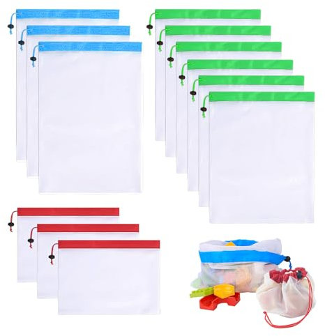 DUINIU 12-Piece Miscellaneous Mesh Bag, Children's Toy Bag Storage, Drawstring Toy Bag, Plush Toy Bean Bag Storage, Fruit Storage Bag, Mesh Toy Bag, Toy Organization Bag