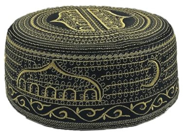 NICEYEA Männlicher Muslimischer Gebetshut mit Stickerei Kufi Rund Stickerei Ramadan Cap Türkei Skull Cap Prayer Namaz Beanie Türkisch Arabisch Islamische Hijab Islam Mann Stickerei Hut