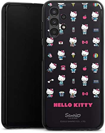 Silikon Hülle kompatibel mit Samsung Galaxy A13 4G Case schwarz Handyhülle Hello Kitty Fanartikel Kindheit