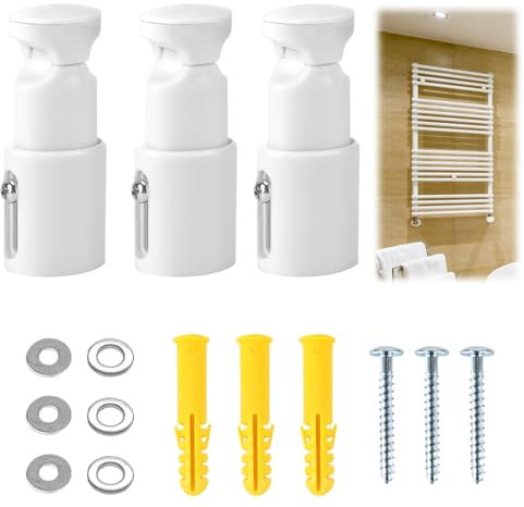 3 Pcs Soporte de Montaje de Radiador, Soportes para Radiadores de Baño Blanco ABS, Toallero Radiadores Soportes Universales con Distancia Ajustable Adecuado para Radiadores de Baño Rectos Curvos