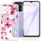 BUNAL Coque pour Blackview Wave 6C (6.50) + Verre Trempé(2 Pièces), Case Protection Résistant Aux Chutes et Silicone Souple Housse Anti-Rayures + Film Protecteur - Fleurs Roses