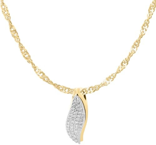 Ardeo Aurum Damen Schmuck-Set aus 375 Gold Gelbgold mit 0,06 ct Diamanten Brillanten Anhänger Singapurkette 45 cm
