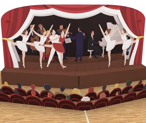 MOKIO® Pop-Up Karte – Ballett – 3D Gutschein für einen Ballettbesuch, als Verpackung für Opern- oder Theaterkarten, als Grußkarte zum Geburtstag