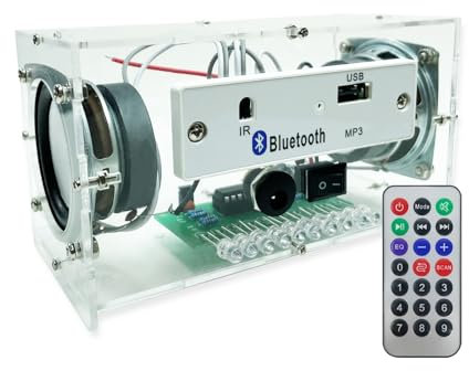 EIELE Zweikanal-Bluetooth-Lautsprecher-Lötset Stereo-Lautsprecher-Lötübungsset Mehrere Audio-Eingangsmethoden Mini-Stereo-Verstärker für zu Hause(Löten erforderlich)