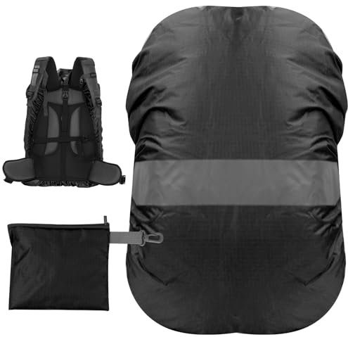 Shengxi Funda Impermeable para Mochila 18-25L Cubre Mochila Lluvia con Antideslizante Cruz Hebilla Reflectante Cubierta de Lluvia para Mochilas para Senderismo Camping Viajes Ciclismo (Negro)