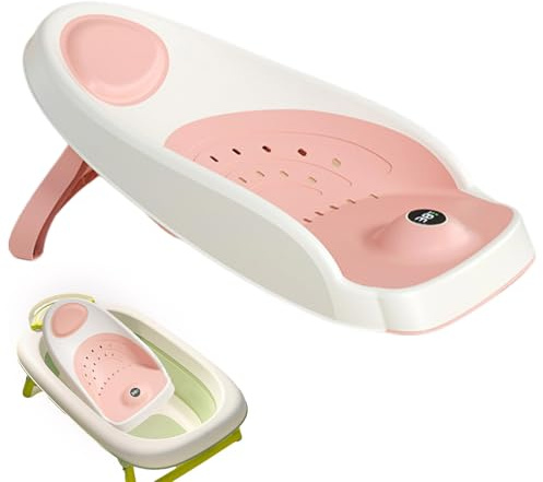 Baby-Badewannensitzhalterung – Baby-Badewannensitz, -Badeständer für | Babywanne, rutschfeste Matte mit Ablauflöchern und Temperatursensor