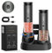 Sangcon Electric Salt and Pepper Grinder Set with Charging Base, USB Rechargeable Adjustable Speed LED Light Adjustable Grinding Coarseness