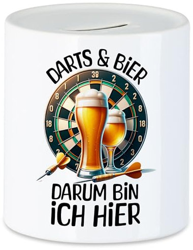 Hey!Print Darts & Bier Spardose Dartspieler Hobby Biertrinker Weihnachten Geburtstag Bullseye