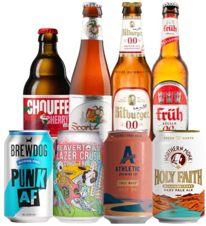 Low Alcohol Mixed Case – 8 x 330ml Bottles & Cans | 0.5% ABV | Alcohol-Free Craft Beer Selection | Premium Mixed Gift Pack