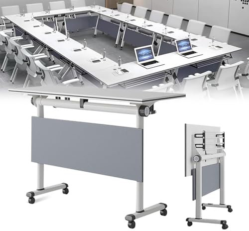 EAHKMETQ Mobiler Konferenztisch mit leisen Lenkrollen Klapptisch für Konferenzen und Veranstaltungen