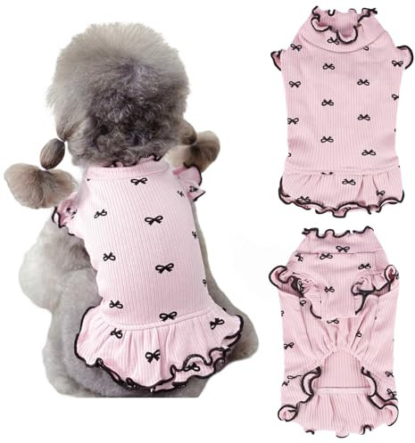 Yoolhamy Hundekleidung für kleine Hunde, Chihuahua Kleidung, Hunde Shirt Dünn Frühling, Sommer, T-Shirts, Rüschen, atmungsaktives Kleid für Shih Tzu Yorkshire, Welpen, Mädchen, Haustiere