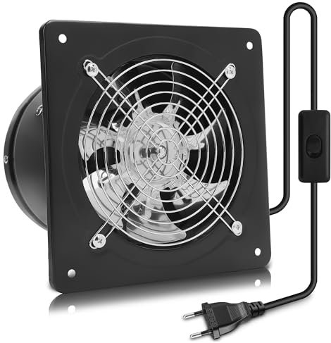 MEKOTRIN 100 mm Ventilateur Extracteur d’Air avec Interrupteur, 4 Inch 140m³/h Ventilateur Extraction Cuisine Mural pour Maison Salle de Bain Garage Industriel(Noir)