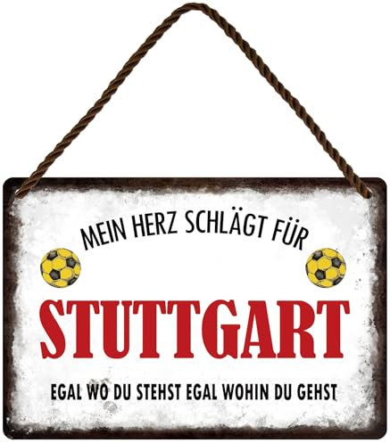 Blechschilder Stuttgart Fan Metallschild Hängeschild für Fußball Begeisterte Deko Artikel Personalisiertes Schild Geschenkidee 18x12 cm