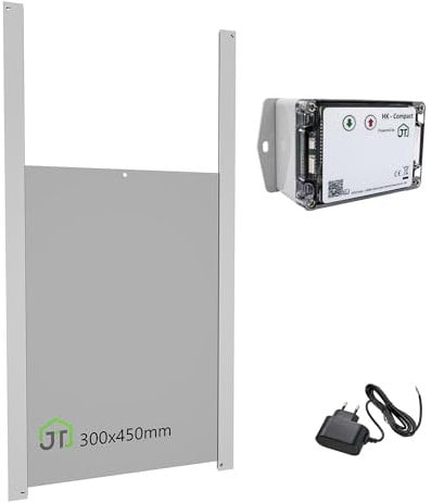 JOSTechnik - HK-Compact mit Entenklappe 300x450; Hühnerklappe mit Lichtsensor 12V; automatische Hühnertür; Dämmerungsgesteuert in verschiedenen Klappengrößen (Enten 300x450)