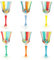 CC Zecchin Lot de 6 verres à vin de Murano multicolores avec pied peint à la main Motif Venise Rouge/vert/bleu