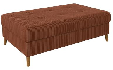 S-Style Möbel Sitzhocker Hocker Wohnzimmer Fußhocker 118 x 73 x 40 cm 2 Sitzer Sofahocker Kratzfest Massivholzfüße Braun Cord Stoff Milo Terrakotta
