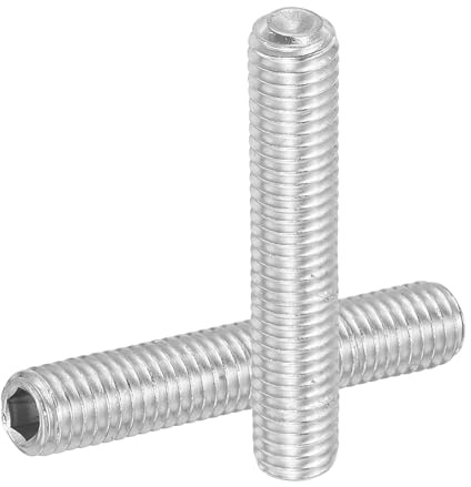 PATIKIL 6 Pcs Hex Socket Grub Screw, M8x50mm Flat Point Grub Bolt 304 Stainless Steel Head Socket Set Screws for Door Handles Light Fixture Repair