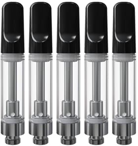 CannBro Cartuchos CBD, 0.5ml-5 paquetes, Hilo 510, Acero Inoxidable de Grado Alimenticio 304, atomizadores, Cartuchos para Aceite de CBD, Aceite de Cáñamo y E-Líquido, Libre de Nicotina (Negro)