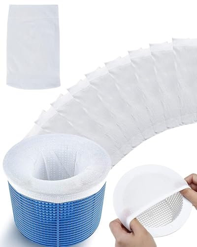 TPZORJX 20 Piezas Calcetines Skimmer Piscina,Calcetines Filtrantes,Malla Filtrante,Filtros Piscinas Bolsa,Piscina Skimmer,Súper Elástico,para Atrapan Hojas,Cabello,Aceite,Cabello(Blanco)