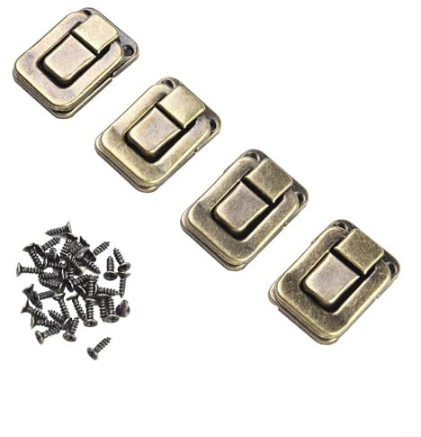 4er Set Dekorative Antik Eisen Schlösser für Kisten & Koffer Vintage (M Silber)