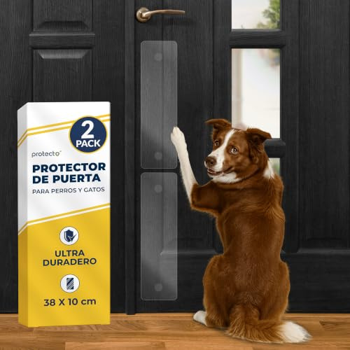 PROTECTO 2-Pack Ultra Durable Door Protector for Dogs – 38x10 cm Clear Cat Scratch Protector | Easy to Install Anti Scratch Door Guard for Dogs and Cats - Protection for Furniture, Walls and Windows