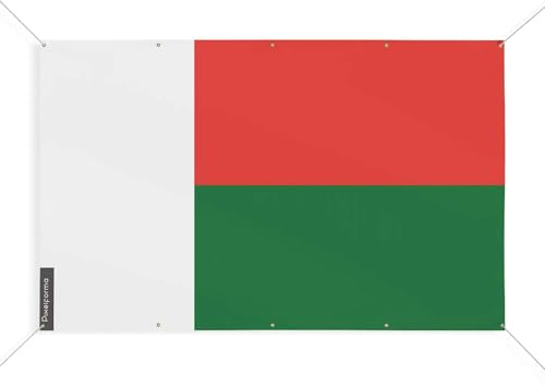 Drapeau Madagascar 10 Oeillets en Plusieurs Tailles (S) 50 x 75 cm