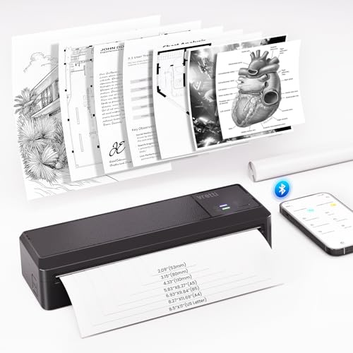 vretti Stampante Portatile A4 Compatibile con Phone/PC/USB, Bluetooth