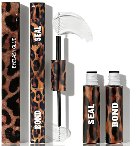 Bond and Seal Lash Glue, 2-In-1 Lash Bond and Seal Clear Glue Strong Hold 72H+, Strong Hold Cluster Lash Glue for DIY Eyelash Extensions, Safe for Sensitive Eyes, Long Lasting & Waterproof