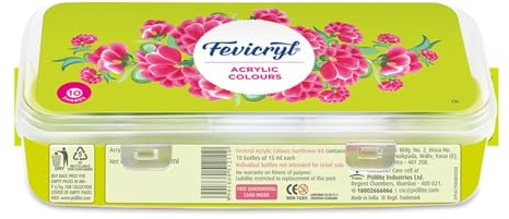Pidilite Fevicryl Kit de 10 couleurs acryliques Motif tournesol