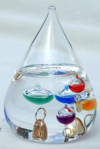 Large free standing tear drop Galileo thermometer