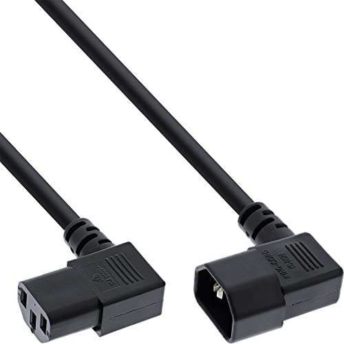 InLine 16605A Netzkabel Kaltgeräteverlängerung, C13 auf C14, 90° abgewinkelt, 0,4m