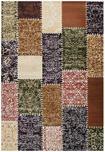 mynes Home Kurzflor Teppich Bunt Groß mit Vintage Patchwork Design, hochwertige Webung geeignet für Wohnzimmer und andere Räumlichkeiten. Öko-Tex Zertifiziert (80 x 150 cm, Bunt)