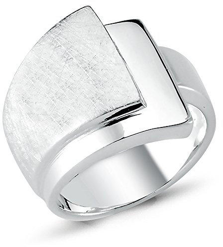 Vinani Damen Ring 925 Silber - Schichten Design 3 Ebenen für Frauen aus 925 Sterling Silber gebürstet glänzend massiv breit - 2RSC56